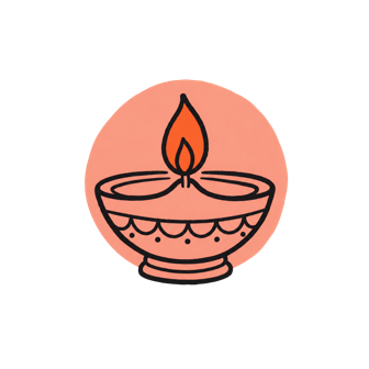 线描小油灯